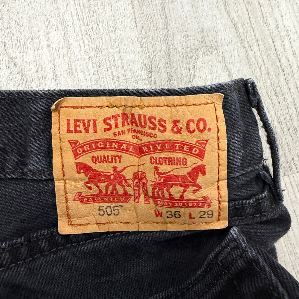 Levis 505 Jeans Men's 36x29 Black Denim Straight Regular Fit Western Rodeo - Picture 4 of 9